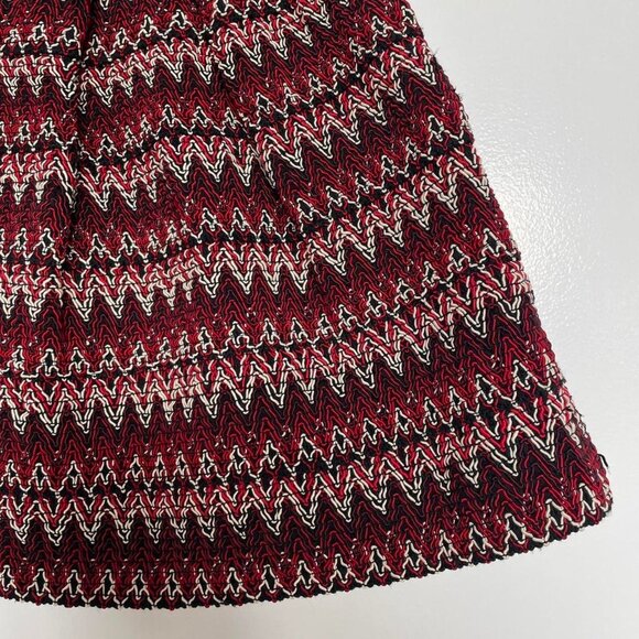 H&M | Red & Black Zigzag Pleated Bandage Elastic Flared Mini Skirt | Size XS - Picture 5 of 6